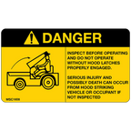 Pack of Danger Do Not Operate Without Hood Latches Decals