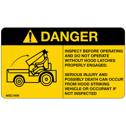 Pack of Danger Do Not Operate Without Hood Latches Decals