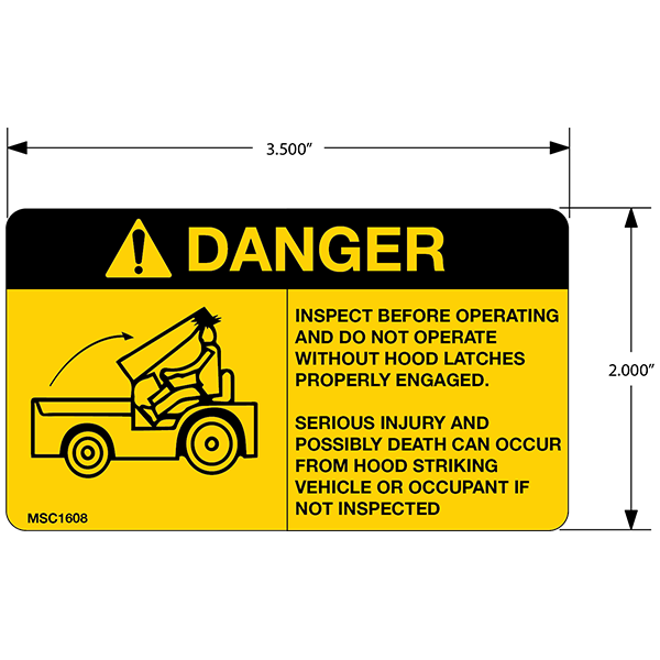 Pack of Danger Do Not Operate Without Hood Latches Decals