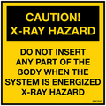 Caution X-Ray Hazard Decals - 4.5" x 4.5", Pack of 5