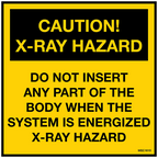 Caution X-Ray Hazard Decals - 4.5" x 4.5", Pack of 5