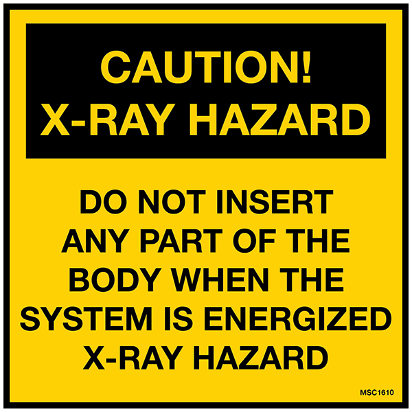 Caution X-Ray Hazard Decals - 4.5" x 4.5", Pack of 5